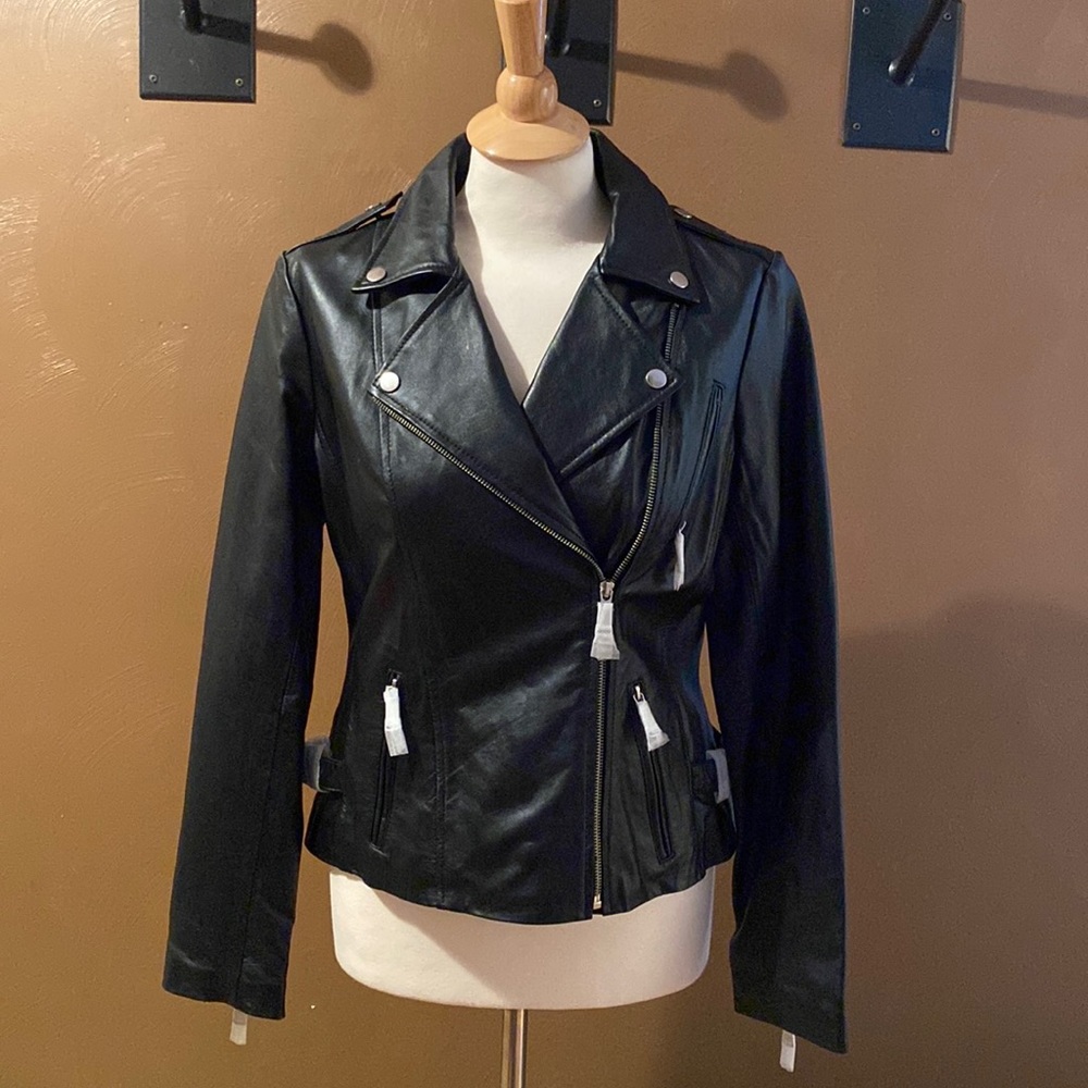 Neiman Marcus Black Leather Jacket - Picture 1 of 4